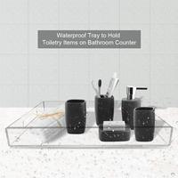 Plateau de service en acrylique transparent en gros, plateau alimentaire en lucite avec poignées métalliques, plateau décoratif pour cuisine, salle de bain, fête