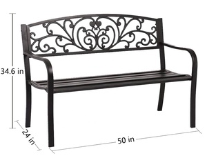 Outdoor Furniture Modern Patio <strong>Bench</strong> Carton Iron <strong>Leisure</strong> 2019 Garden <strong>Bench</strong>,50x24x34.6 Inch Black 50x24x34.6 Inch Accepted 200pcs - Product Image 4