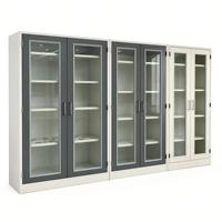 Ensemble de meubles de laboratoire au design moderne, armoire de rangement en acier, armoire haute pour hôpital, clinique, laboratoire avec portes en verre