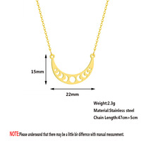 SC vente en gros Simple soleil lune collier Phase de lune pendentif collier 14K plaqué or collier en acier inoxydable cadeaux pour les femmes