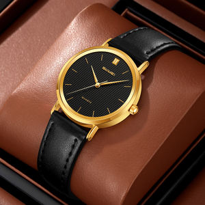 Montre analogique à quartz pour homme, cadran en verre de 31 mm, style décontracté et professionnel, étanche 3 ATM, bracelet en cuir texturé exquis, logo personnalisé OEM/ODM - Product Image 1