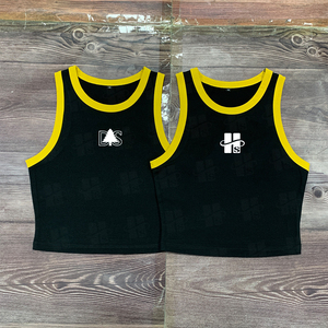 Wholesale Women Fitted Ringer Crop Tank High Quality Cotton Spandex Y2K Custom Screen Print <b>Rhinestone</b> Tank <b>Top</b> Streetwear - Product Image 5