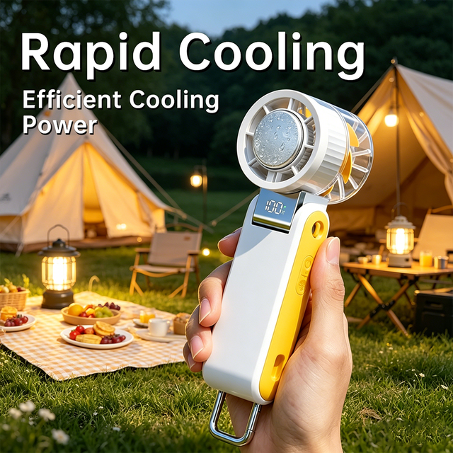Custom Logo Metal Portable Handheld Fan Rechargeable Turbo Mini Fan English Interface Battery Pocket Air Conditioner for Gift