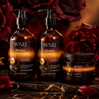Set Krim Sampo Kondisioner WNU OEM Biotin Formula Vegan Minyak Tea Tree Anti-Ketombe Anti-Kusut Melembutkan Melembapkan Memperbaiki