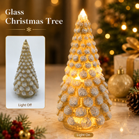 Handgefertigter mundgeblasener Glas-LED-Weihnachtsbaum als Tischdekoration, beleuchtete Feiertags-Heimdekoration, Weihnachtsschmuck mit batteriebetriebener Beleuchtung