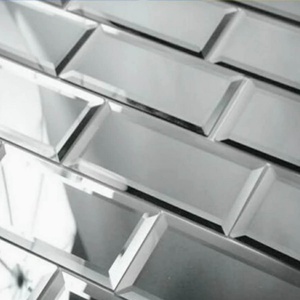 Mirror Diamond Effect Spell Bevel Mirror Tile <b>Wall</b> Mounted Silver Glass Customized Support 2mm to 6mm ,and 1.1mm Bathroom Mirror - Product Image 2