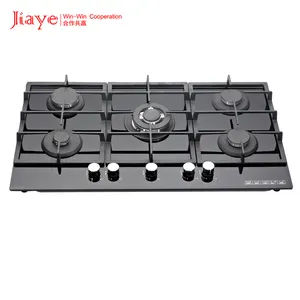 Attractive Price High Quality 5 Burner L Gas Stove Tempered Glass Gas Cooktops