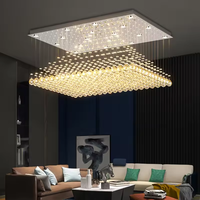 Lustre moderne carré personnalisé pour hôtel, mariage, salon, lampe de plafond suspendue en cristal, télécommande, alimentation AC