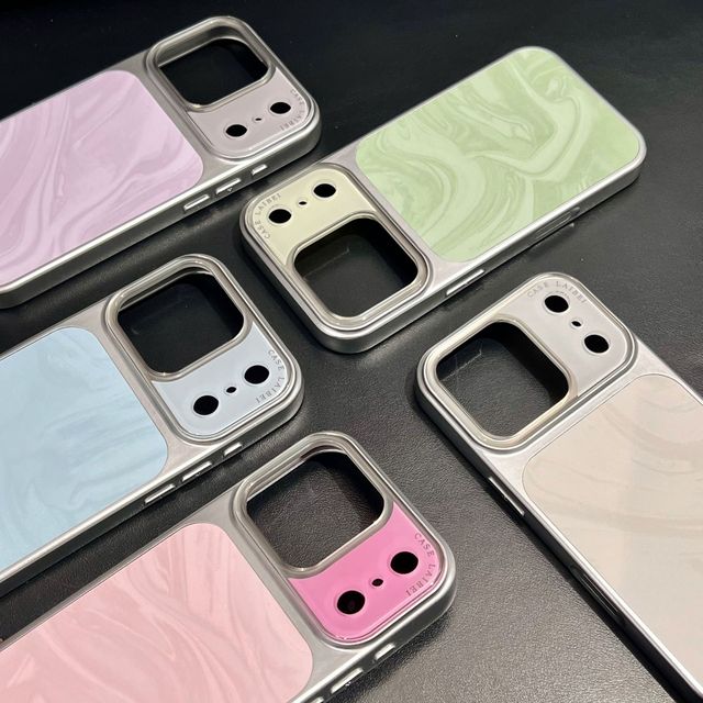 Luxury Water Ripple Pattern Phone Case for iPhone 17 16 15 14 Pro Max Electroplated Frame Armor Shockproof Bumper Back Cover