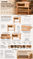 SANHE Nouvelle table de travail en bois massif avec tiroirs de rangement pratiques pour bijoux, idéale pour les bricoleurs, la maison, l'école et la menuiserie, table de défonceuse