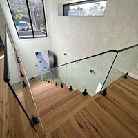 Modernes Abnehmbares Edelstahl 304 Geländer für Innen/Außen Terrasse Loft Treppe Gehärtetes Rahmenloses Glasgeländer Garten