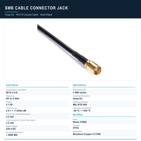 Konektor Kabel SMB Jack Snap-On RG174 Kabel Koaksial DC hingga 4GHz 50 Ohm Berlapis Emas MIL-STD-348 untuk Antena OEM ODM