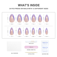 Nailway 24 Pcs Nude Blue Tip Press on Nails Premium Faux Ongles Haute Qualité Faux Ongles Vente En Gros