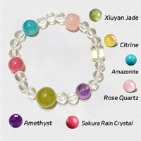 Bracelet en perles d'améthyste naturelle, citrine et quartz rose - Bijou multigemme vibrant, cadeau spirituel classique pour elle