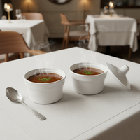 Lot de bols à soupe Miso en mélamine, écologiques, réutilisables, incassables, avec couvercle et cuillère, pour service, durables, vente en gros