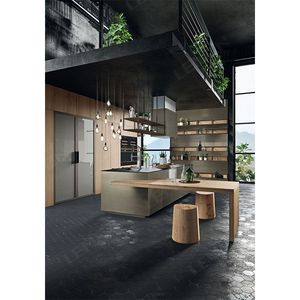 Limón <span class=keywords><strong>Simple</strong></span> Ideas Estándar Diseño personalizado Gabinetes de cocina de color verde mate con Isla Cocina de gama alta - Product Image 2