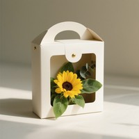Boîte en papier à fleurs en gros avec décoration de fête Hallow Boîte en papier pour bouquet de fleurs Boîte en papier avec poignée