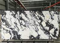 Dalles de grande taille blanches Kung Fu Panda de marque propre 1600*3200 pierre frittée pour mur de cuisine de table