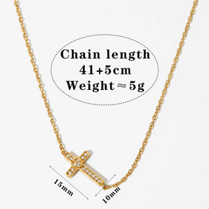 Chất Lượng Cao CZ Zircon Mạ Vàng Thép Không Gỉ Của Phụ Nữ Thời Trang Lớp Vòng Cổ Pha Lê Chữ Thập Mặt Dây Chuyền Vàng Choker Chuỗi - Product Image 6