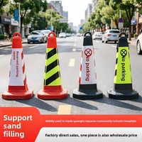 Cône de signalisation routière durable en PE réfléchissant, remplissable de sable, pour interdiction de stationnement, à fixation au sol, sans signal sonore, grande et petite taille