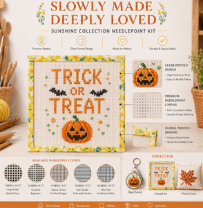 Lienzo para Bordado 100% Algodón 13 Mesh Trickortreat Blanco Mono Hecho a Mano <span class=keywords><strong>con</strong></span> Diseño Floral para Bordar - Product Image 3