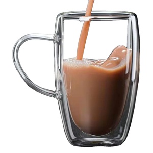 Taza de vidrio de doble capa creativa y popular, resistente al calor para el hogar, taza de café y té con leche de alta temperatura - Product Image 1