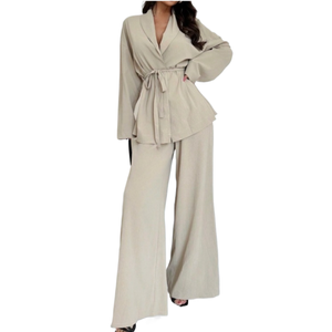 Completo Elegante da Donna Autunno 2026 CrossBorder Fashion con Scollo a V e Pantaloni a Gamba Dritta - Product Image 1