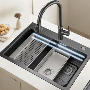 Thickened Household Nano 304 Stainless Steel Integrated Dual <b>Step</b> Large Single Bowl <b>Kitchen</b> Sink - Product Image 1