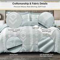 Parure de lit 6 pièces pour très grand lit, couleur unie, jacquard ciselé, housse de couette, drap-housse, taies d'oreiller, polyester 300 fils, ensemble de draps pour la maison