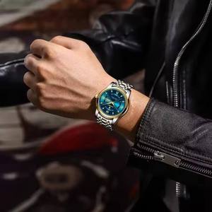 Montres à quartz POEDAGAR 936, mode décontractée, étanches, aiguilles lumineuses, bracelet en acier inoxydable et cuir, calendrier, montres-bracelets pour hommes - Product Image 6