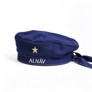 Béret Marin pour Femme Brodé d'une Étoile, Casquette Marine Vintage à Nœud Latéral, Casquette Plate Nautique pour Tenue Décontractée Urbaine - Product Image 6