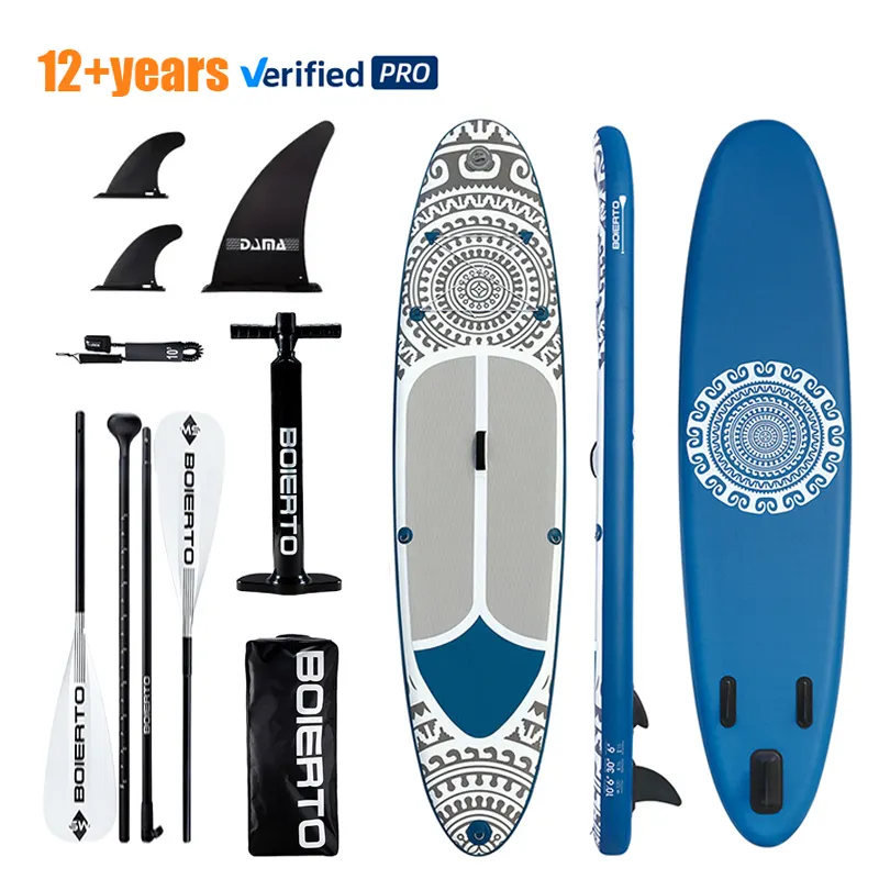 BOIERTO Alta Qualidade 12'6 "x28" X6 "tablas de paddle surf Inflável Stand Up Sup Inflável Set Paddle Bord