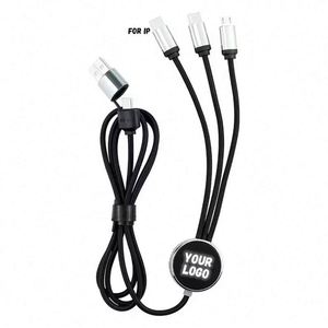 Logo Data Gift 1.2M Nylon Braided 3 2 Dual Input <b>Usb</b> Type C Pure Copper Led Charging <b>Cable</b> Custom Promotional Gifts - Product Image 6