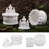 Moule en résine de silicone de style château pour boîte de rangement de bougies couvercle de pot de fleur en béton de gypse pour moule en résine époxy sac OPP emballé