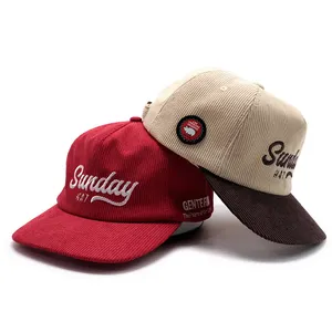 Bán buôn tùy chỉnh thêu logo 5 Bảng điều chỉnh gorras vải to sợi Snapback, không có cấu trúc Snap trở lại cap, trống vải to sợi SNAPBACK HAT