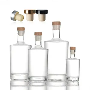 OEMODM custom 200ml 375ml 500ml small capacity clear super Flint empty whisky vodka spirits glass bottle with cork