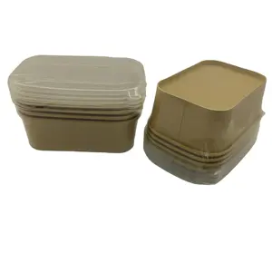 Biologisch Afbreekbaar Wegwerp Take Away Soep Ijs Salade Container Bedrukt Fastfood Wit/Kraft Papier Slakom Met Deksel