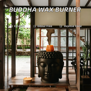Diffuseur de cire parfumée en porcelaine Tête de Bouddha Zen, écologique, fait main, bois de santal pour l'aromathérapie et la décoration intérieure - Product Image 2