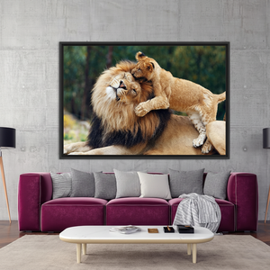Lion <b>Canvas</b> Print: Wild Animal Tempered Glass Wall Art,BLACK <b>FRAMED</b> <b>CANVAS</b> - Product Image 3