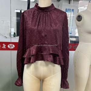 Camicetta Peplum Personalizzata con Puntini Scintillanti e Orlo a Balze a Strati <span class=keywords><strong>per</strong></span> Donna, <span class=keywords><strong>Top</strong></span> a Collo Alto - Product Image 4