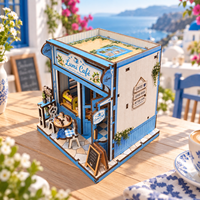 Kit de maison de poupée miniature en bois à faire soi-même, modèle de café méditerranéen, maison en bois 3D à assembler, puzzle, jouets artisanaux pour cadeau