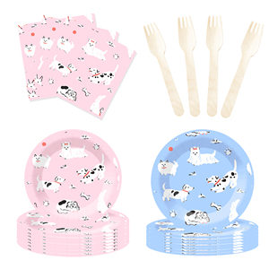 Juego de Vajilla Desechable DAMAI con Diseño Animal en Rosa y Azul, Platos, Vasos y Servilletas de Papel para Fiestas de Cumpleaños - Product Image 3