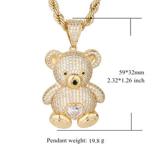 Lindo Collar De Joyería De Moda Con Colgante De Oso En Forma De Corazón Con Diamante De Circonio Chapado En Oro De 14k Para Regalo De Mujer - Product Image 2