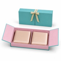 Boîte cadeau rigide pliable personnalisée avec double porte et ruban pour ensemble de cosmétiques et bijoux, emballage de luxe, vente au détail et en gros