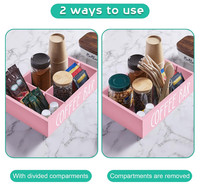 Boîte d'organisation de station de café de style américain avec séparateurs en bois Farmhouse Pink Accessories Organizer