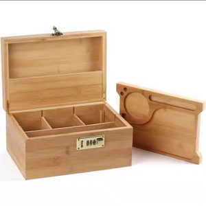 Custom LOGO Bamboo Storage <b>Box</b> with Lock for Smoking Accessories Square Wooden Smell Proof Storage Herb Smoke Stash <b>Box</b> Kit - Product Image 3