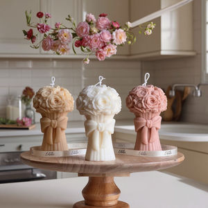 Stampo in Silicone <span class=keywords><strong>J</strong></span>-0446 Bouquet di Fiori di Rose con Fiocco a Cuore per Candele Profumate Fai-da-te Regalo di San Valentino Gesso Colla a Goccia - Product Image 1