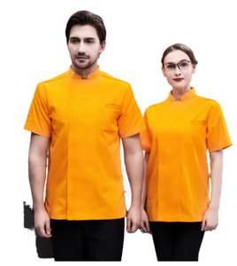 Chaqueta de Chef Unisex de Algodón con Botones y Estampado por Transferencia Térmica, Manga Corta, para Restaurante, Cocina, Uniforme de Trabajo - Product Image 3