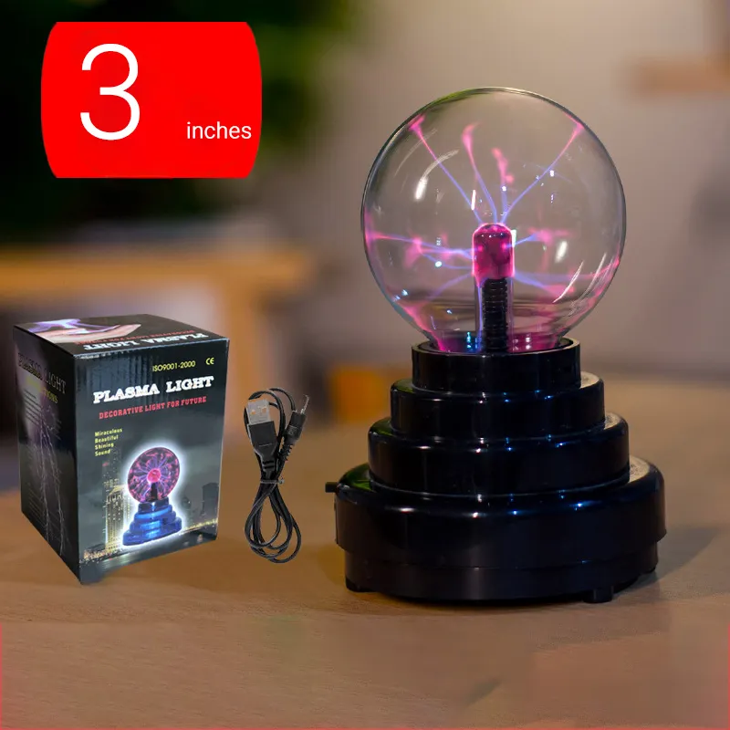 3 Zoll kleines Mini USB-Betriebenes Plasma-Kugellicht Dekoration Lampe Plasmasphäre für Geschenk Festival Party Hochzeit