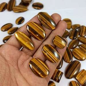 Piedra Preciosa Natural de Ojo de Tigre Amarillo de Alta Calidad, Cabujón Suelto de 25-40 mm, Parte Posterior Plana, Lote a Granel para la Fabricación de Joyas - Product Image 1